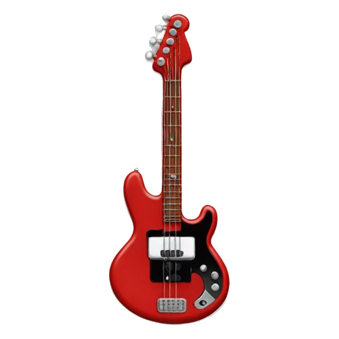 Red bass guitar with black star in the middle  sticker