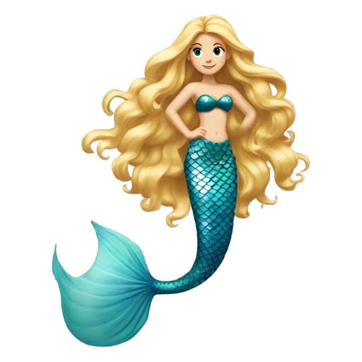 Pretty detailed mermaid princess with red tail and blonde hair sticker