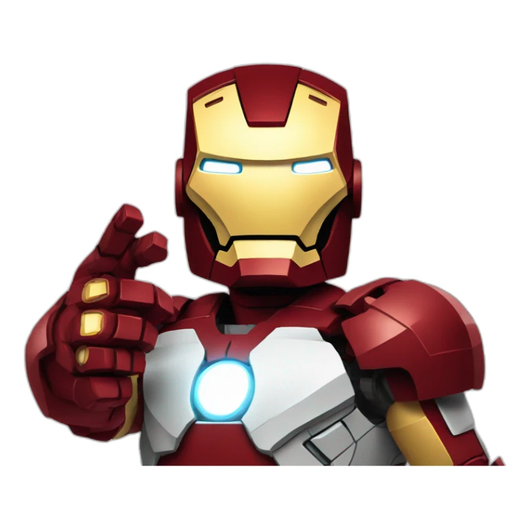 iron man in pixel art showing the finger sticker
