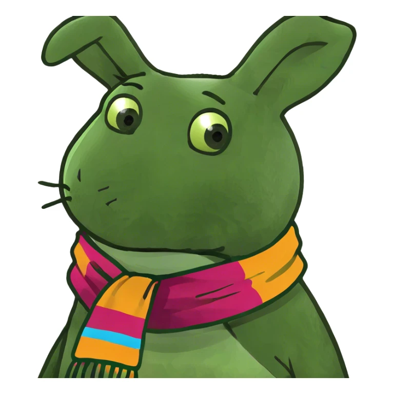 The muddy bunny but with the text above saying mellow  sticker