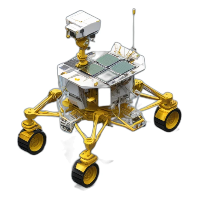 Yutu rover, four-wheeled, small golden Satellite Antenna and two robotic Arms equiped，isometric sticker