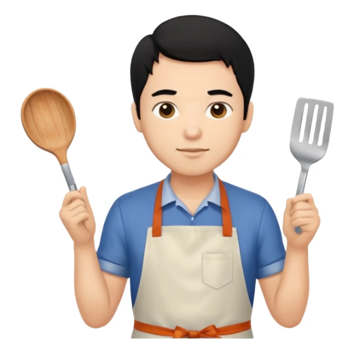 man black hair light skin tone cooking sticker