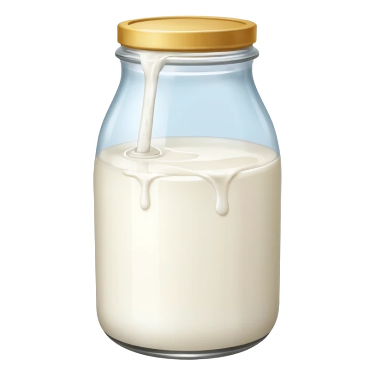 a jar of milk but the top is sticky and its dripping sticker