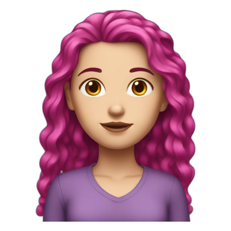 White girl with medium long magenta hair  sticker