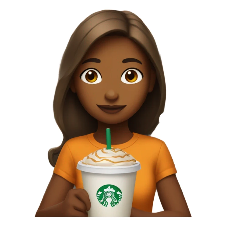 Girl drinking a pumpkin spice from Starbucks sticker