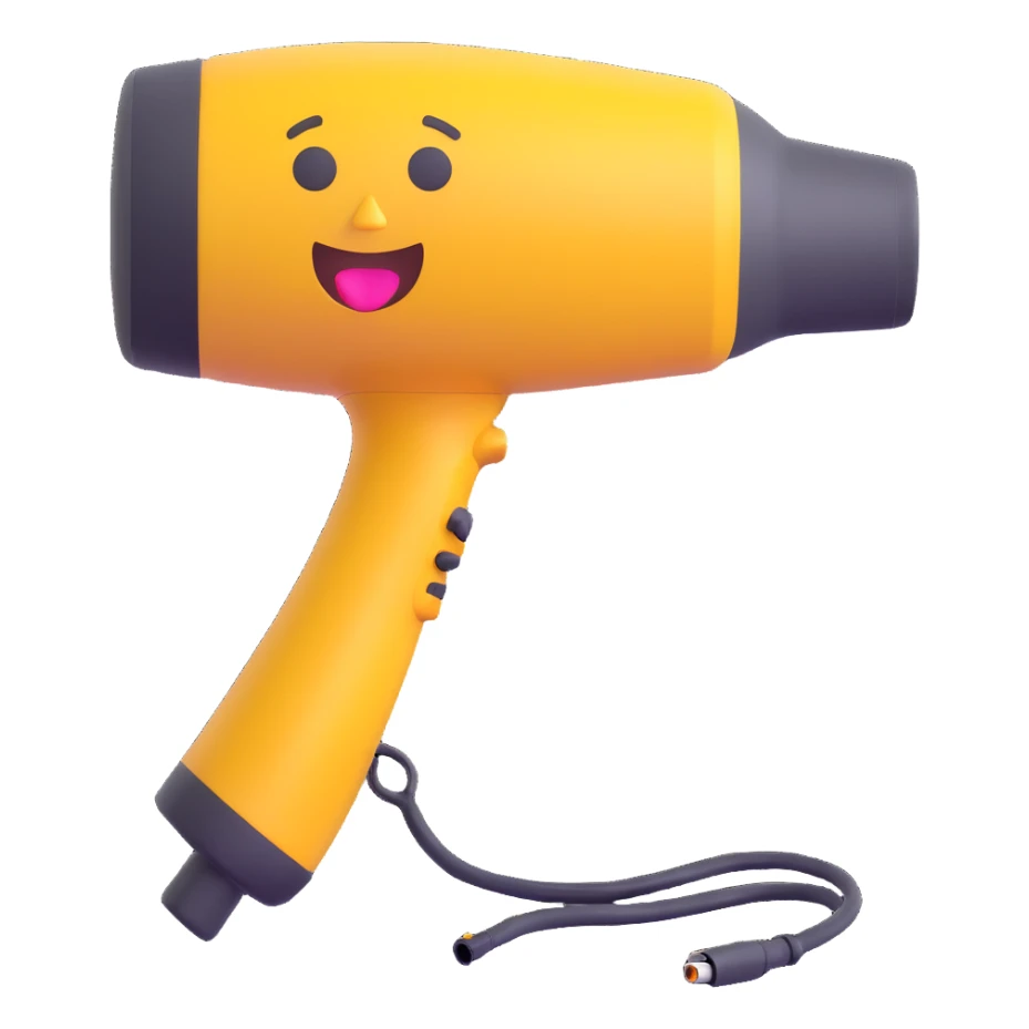 a blow dryer in a 3D emoji style sticker