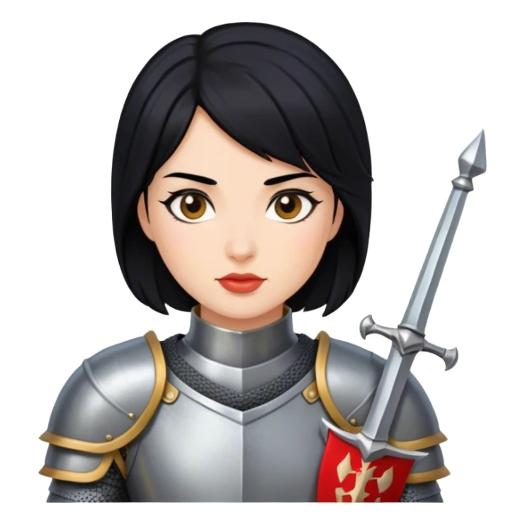 woman knight black hair sticker