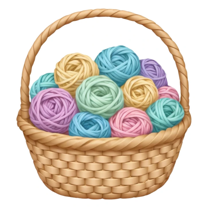 A white basket overflowing with soft pastel yarns sticker