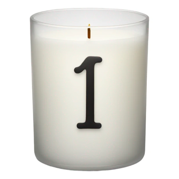 White glass candle RX black letters sticker