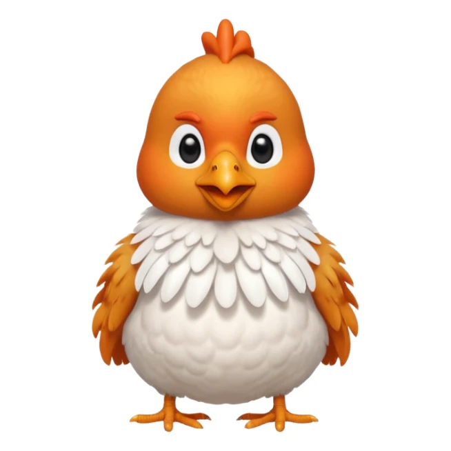 cute chicken sitting down wearing a fluffy white pile vest sticker