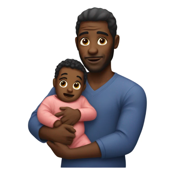 black man holding a baby covered in ketchup sticker