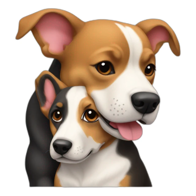 Dark Pitbull and Pembroke Welsh Corgi Hugging sticker