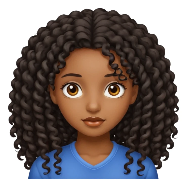 Black girl with long curly hair sticker