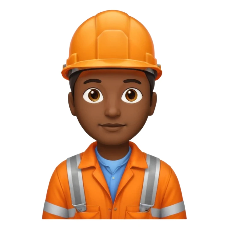 indian in orange overalls and orange hard hat sticker