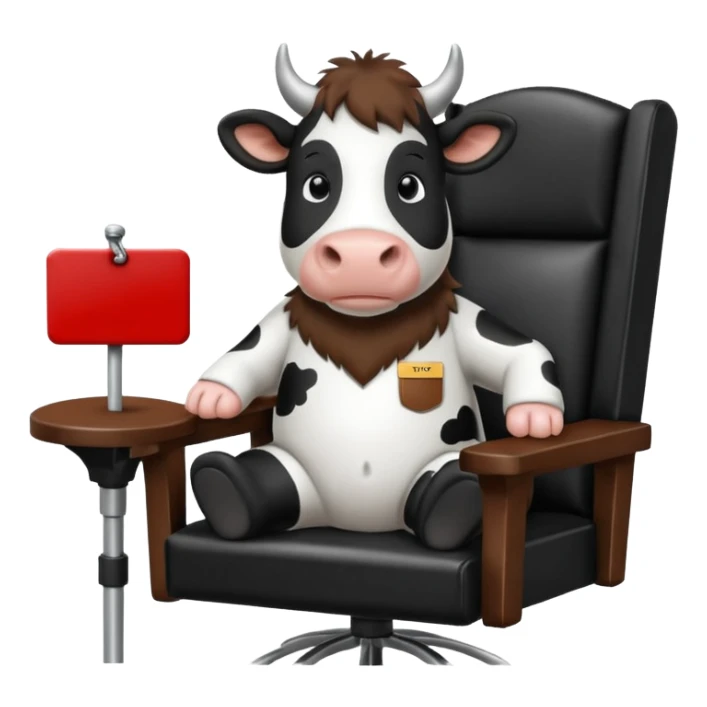 friesan cow sitting in a director's chair sticker