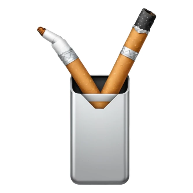 Minimalistic futuristic cigarette emoji, metallic black and white, sleek reflective surface, flat vector, high contrast, minimal design
 sticker