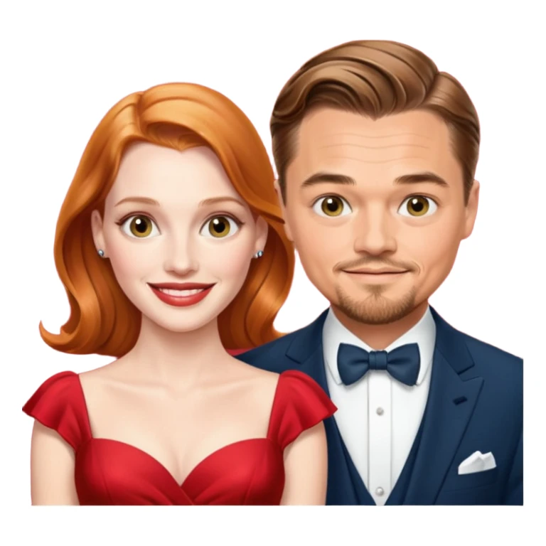 leonardo di caprio and Jessica Chastain in a red dress sticker