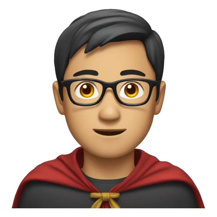 Asian male in glasses add cape sticker