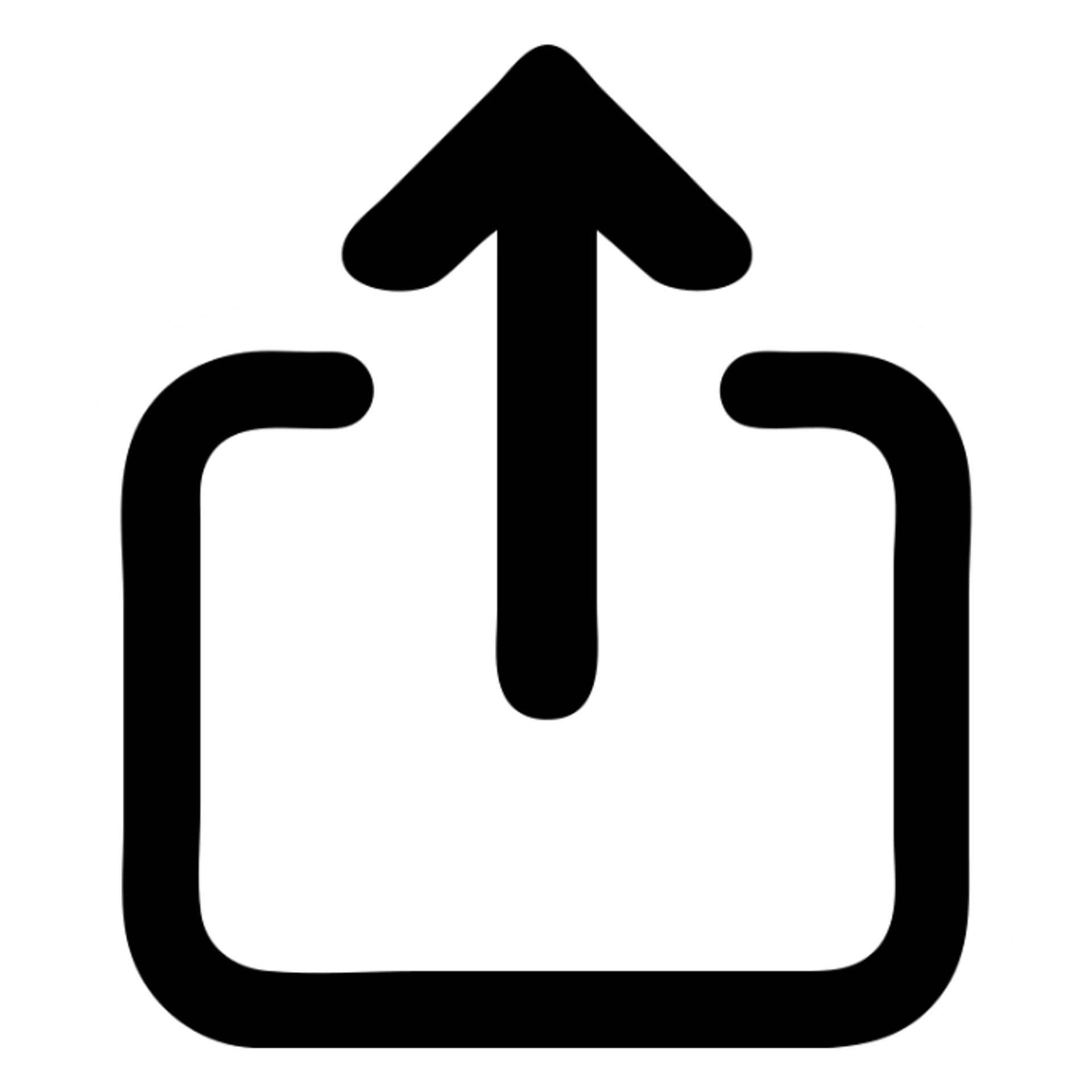 Apple-style iOS share button with arrow pointing up from a box, clean minimalist design sticker