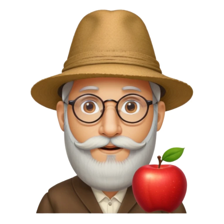 Apple emoji. Jew with payot, glasses, long beard, large nose, biber hat sticker