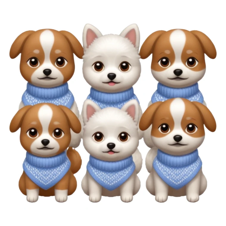 Cagnolini piccoli seduti con vestitini in maglia sticker