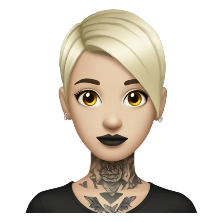 Goth girl with short blond hair and tattoo sticker