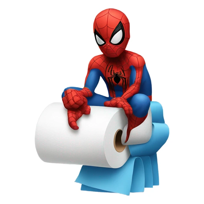 Spider man sitting in toilet paper  sticker