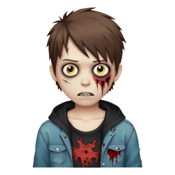 boy zombie with brown hair emo sticker