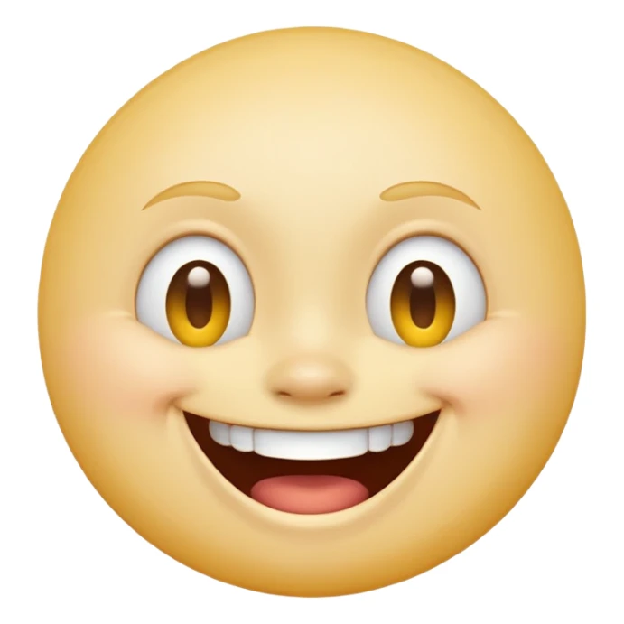Emoji, yellow round laughing face, tilted head sticker
