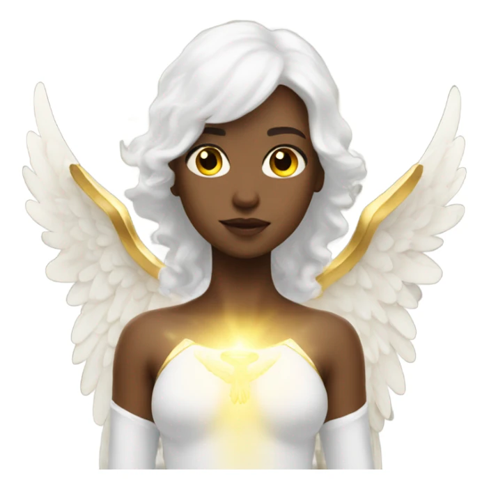 a white angel with golden aura sticker