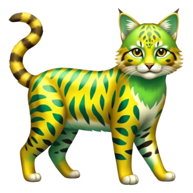 Shiny Tropical Exotic Green and Yellow Electrike-Sprigatito-Bobcat-Amaura-Aurorus-Shiny-glorp-cat-fusion (full body) sticker