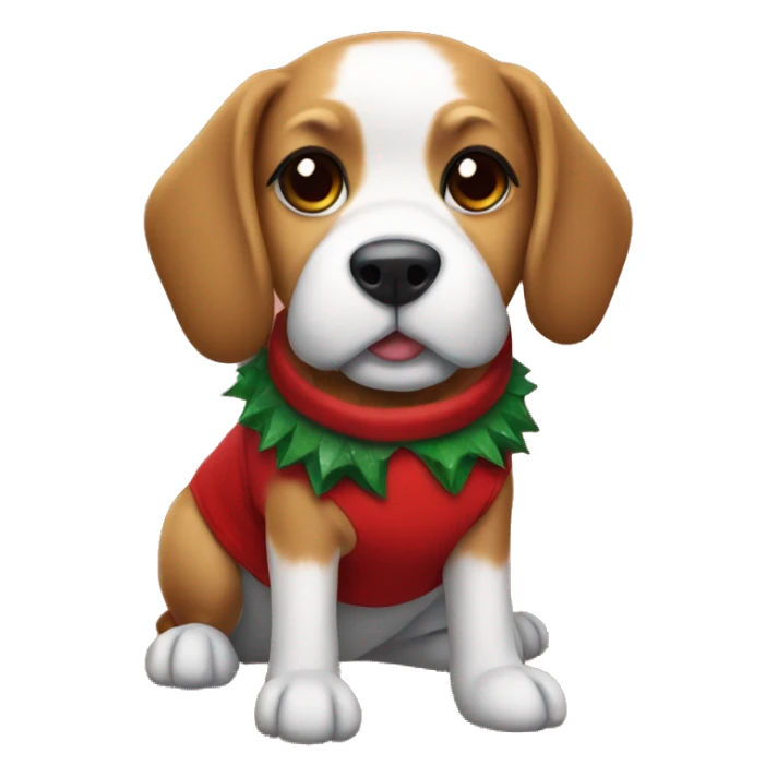 Dog wearing a Christmas outfit sticker