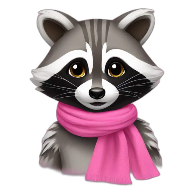 raccoon with a pink scarf sticker