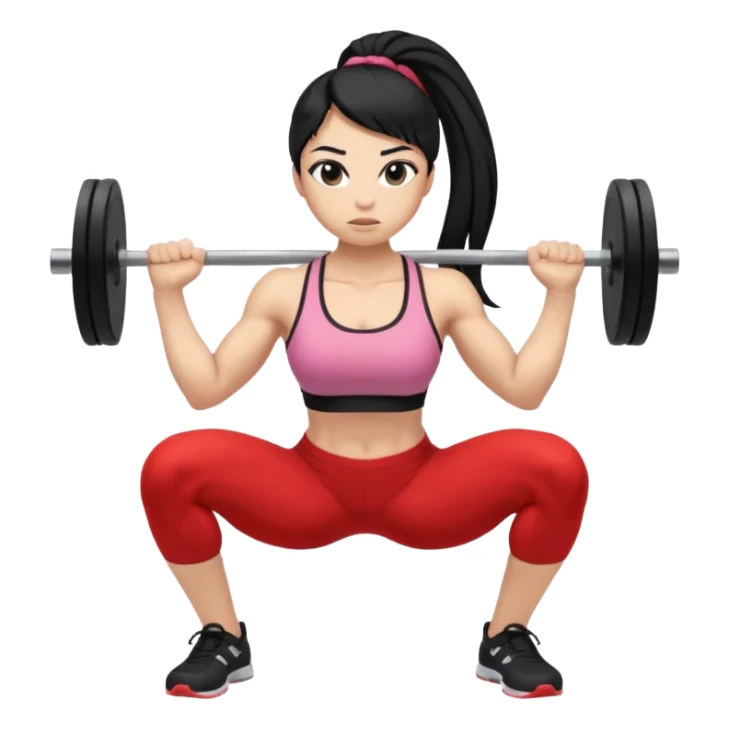 Women with long black ponytail doing a squat with no weights sticker