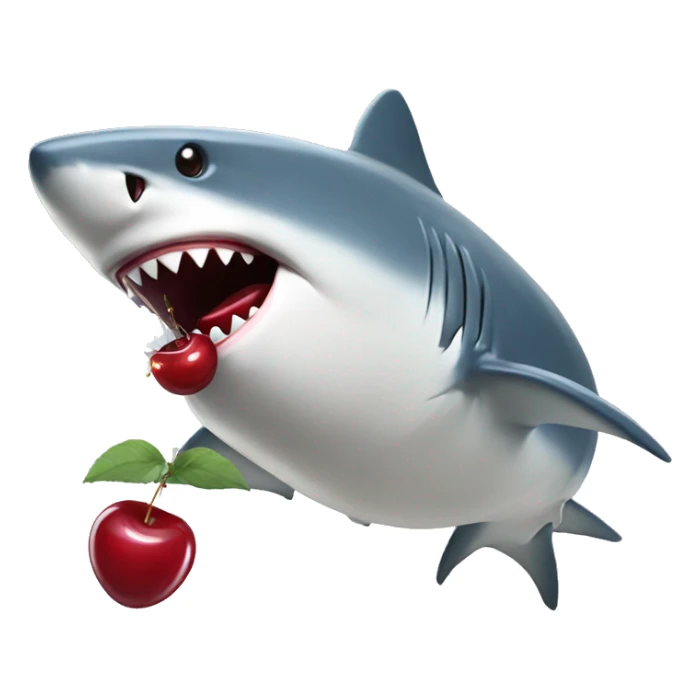 Shark with a cherry in its mouth sticker
