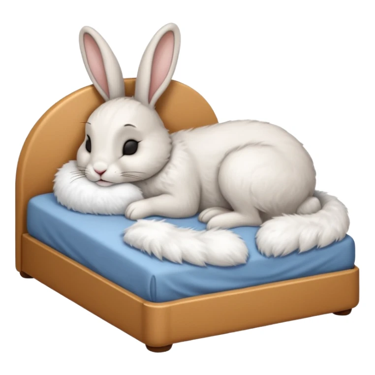 cartoon rabbit sleeping soundly in a big bed with its eyes closed sticker