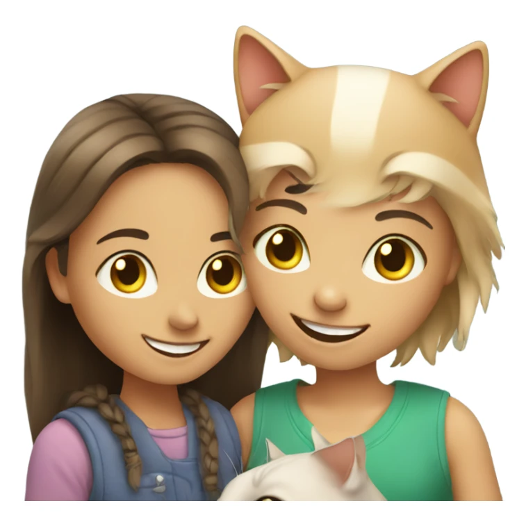 smiling girl with cat indoors sticker