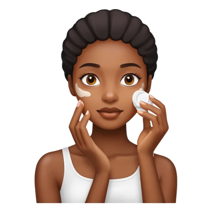 Black girl applying face cream for skincare routine sticker
