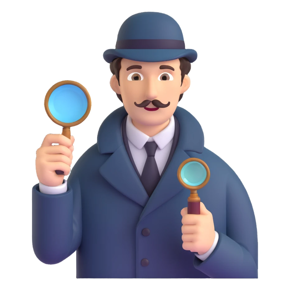 sherlock holmes detective with pipe and magnifying glass sticker