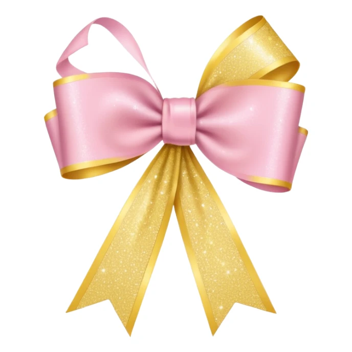 Create an emoji with light yellow glitter around a light pink ribbon in the iPhone emoji style. sticker