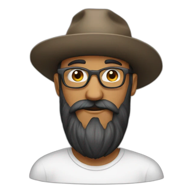 harvest long black beard no hair glasses with hat sticker
