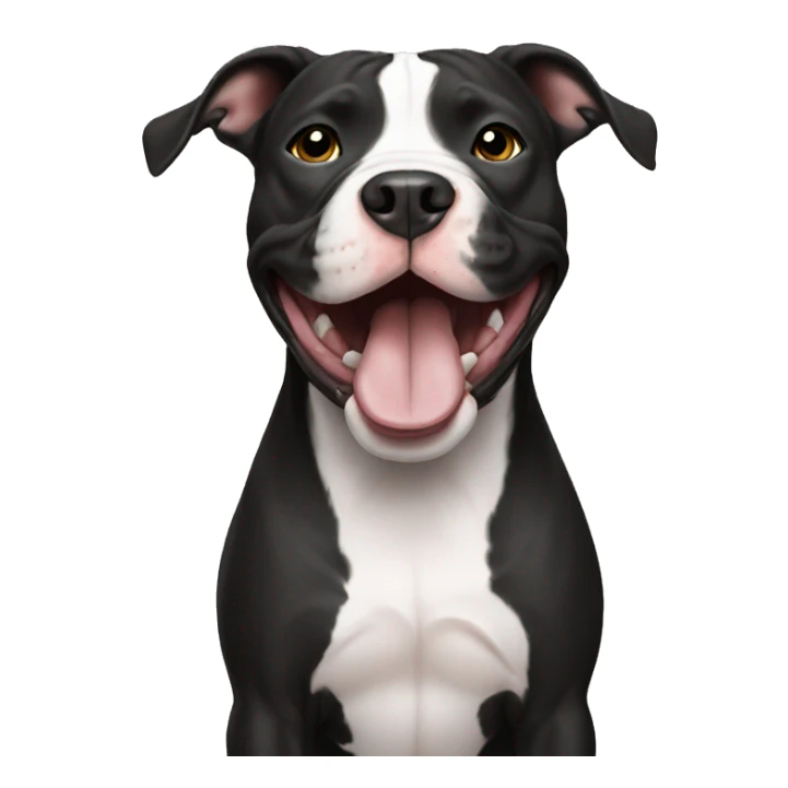 happy pitbull black with white chest sticker