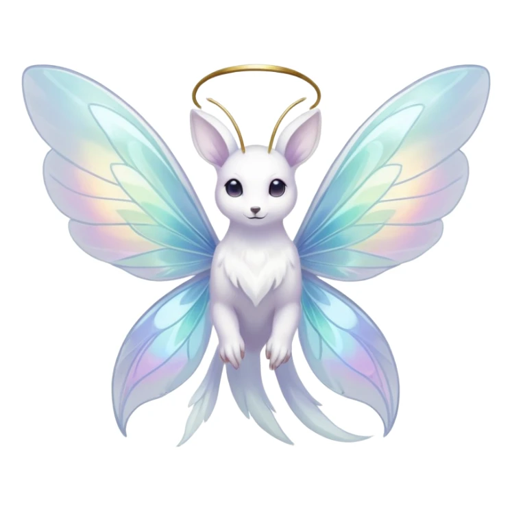  Iridescent white pale wings-ears, fairy-like-fakemon-creature  sticker