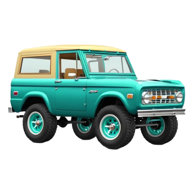 turquoise green classic ford bronco with slot alminum wheels sticker
