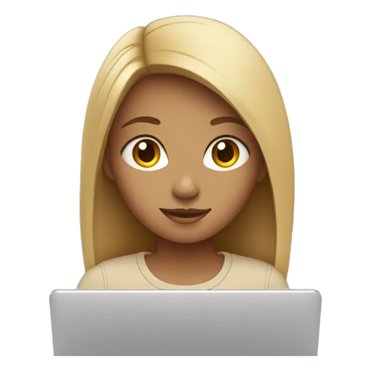 girl profile with laptop wearing beige shirt sticker