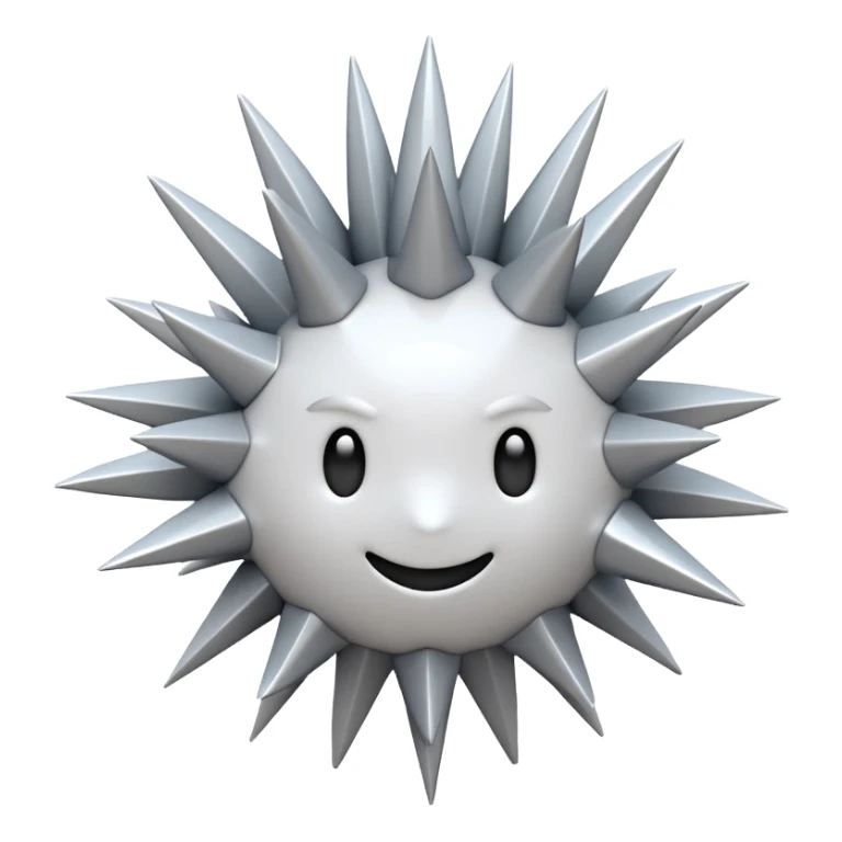 iOS-style 3D emoji: jagged abstract burst with irregular sharp spikes, bright white and light gray tones, subtle glossy reflections, conveying sudden impact; no circles, no yellow, no faces, no text sticker