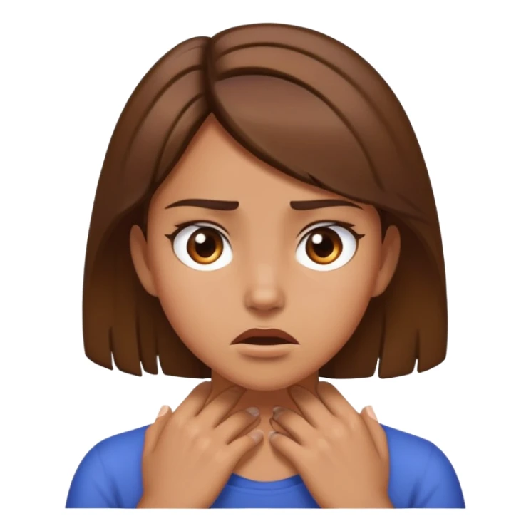 girl with brown hair and with hands on her neck mad sticker