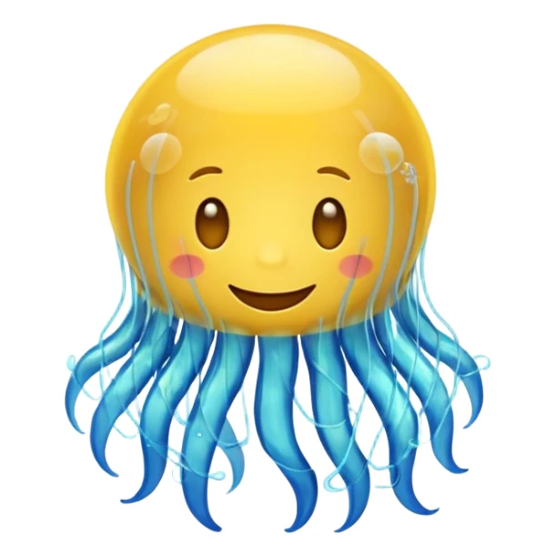 a happy emoji with a jelly fish sticker
