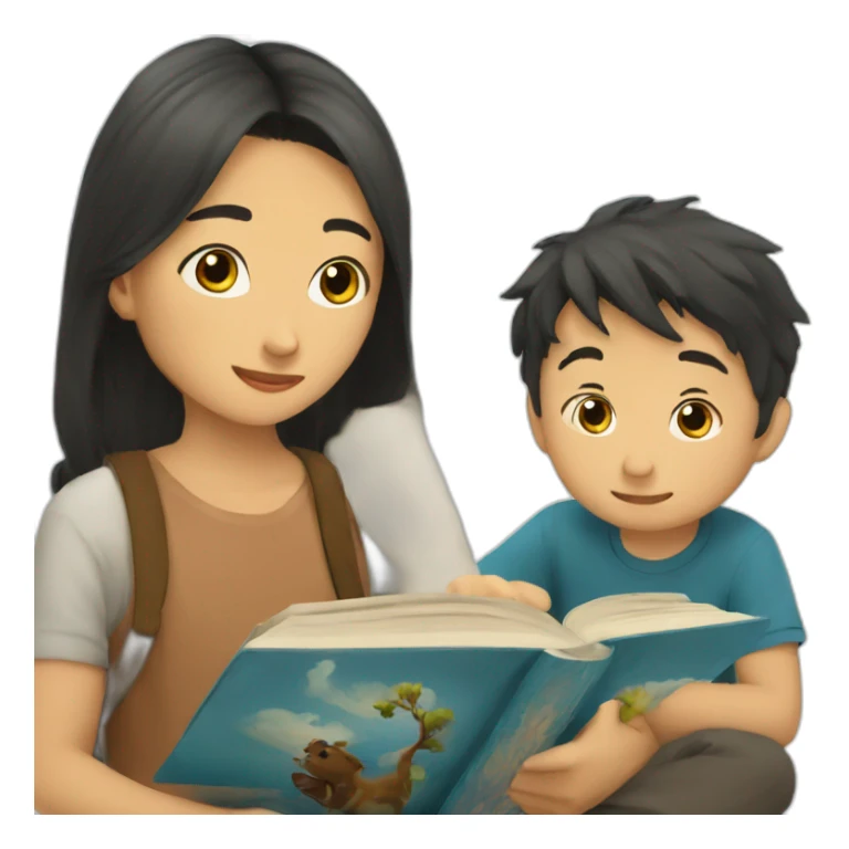 kazakh Boy read a book with takiya sticker