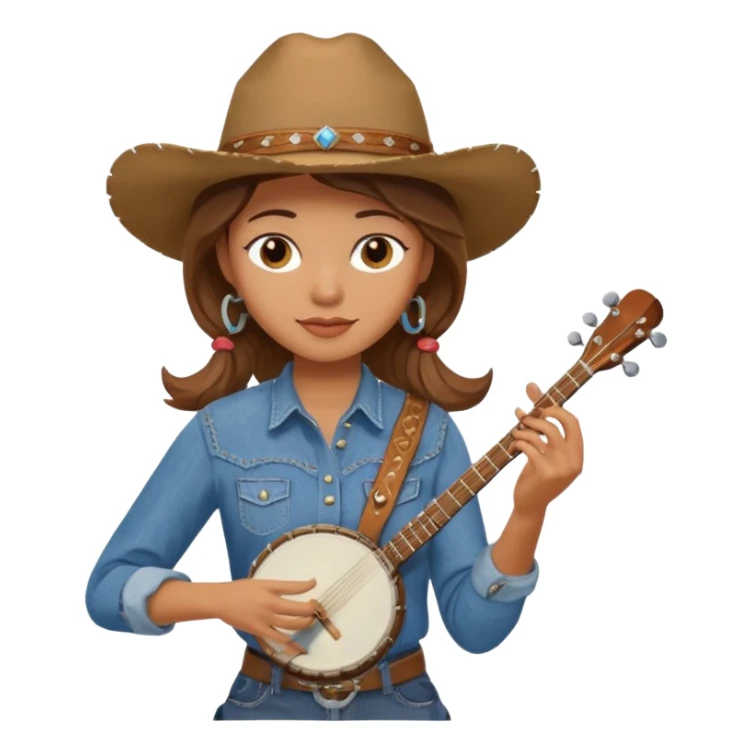banjo-playing woman cowboy sticker